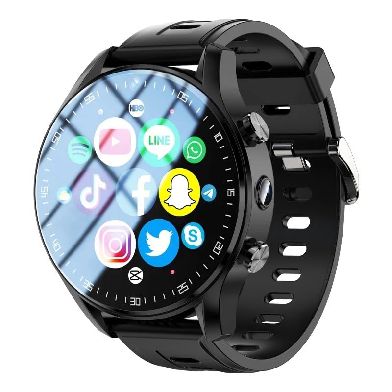 JINSHANGZI Reloj inteligente de lujo 4G, tarjeta SIM, cámara dual, videollamada, 8G + 128GB ROM con WiFi, GPS, impermeable, Gooogle Play Store para hombres y mujeres, regalo (negro, RAM 8 GB ROM 128