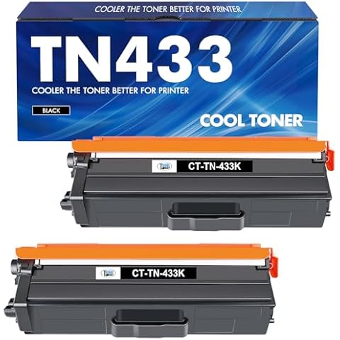 Cool Toner Compatible Toner Cartridge Replacement for Brother TN433BK TN433 TN431BK TN-433 for Brother MFC-L8900Cdw HL-L8360Cdw HL-L8260Cdw HL-L8360Cdwt 8900Cdw 8360Cdw Printer (Black, 2-Pack) Cover