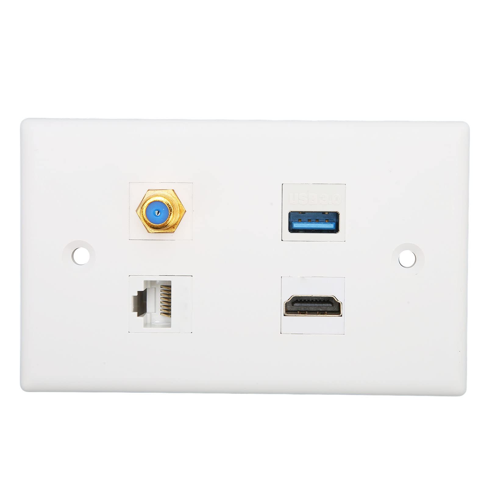4-portowa Płyta ścienna HDMI, Wielofunkcyjna Płyta ścienna z Portami HDMI, Typu F, USB3.0, Cat6, Portem Ethernet RJ45 do Telewizora HDTV, Odtwarzacza Wideo, Projektora, Komputera Itp.