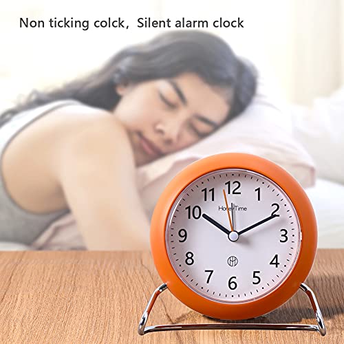 Qesonoo 4 Inch Round Non-Ticking Alarm Clock, Battery Operated, Light Emitting Function, Super Silent Alarm Clock, Simple And Stylish Design For Deskbedroom (Orange) #TOP4