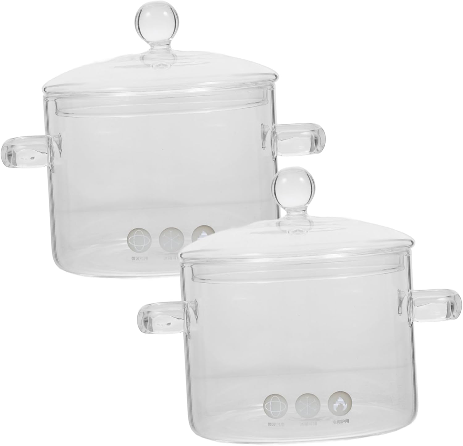 2Pcs High Borosilicate Glass Cooking Pot Lid Heat-Resistant Soup Stockpot for Kitchen Use Multipurpose Stew and Noodle Pot