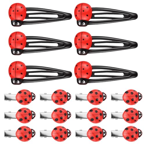 18 Pcs Ladybug Hair Clips Cute Lady Bug Hair Clips with 12 Small and 6 Large for Daily Hairstyles Parties Gifts