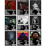 Set of 9 Album Weeknd Poster Signed Limited Posters Music Album Cover Posters Print Set of 9 Room Aesthetic Canvas Wall Art for Girl and Boy Teens Dorm Decor (Unframe 8x12 inch)