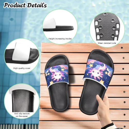 Image of Unisex Slides for Girls Boys Comfortable Slippers Slides Non-slip Shower Shoes House Fashion Thick for Indoor & Outdoor Gifts