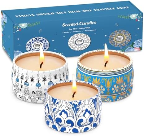 Scented Candles Gift Set, 3-Pack 2.5oz Soy Wax Candles – Amber Mu...