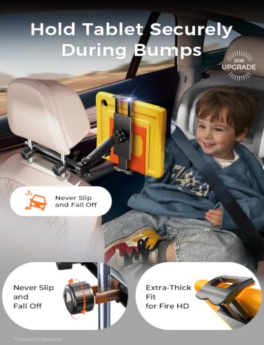 LISEN iPad Holder for Car Mount, Tablet Holder Car Headrest Kids Travel - image 5