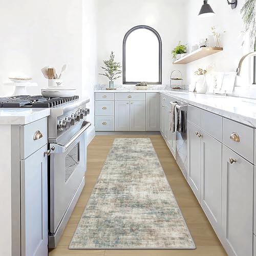 2'6''x8' Runner Rugs Washable Rug: Modern Abstract Hallway Runner Rug Indoor Soft Low Pile Thin Carpet Anti-Skid Non-Shedding Carpets for Kitchen, Entryway, Laundry, Bedroom - Multi Color