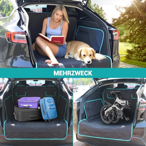HQCM Kofferraumschutz Hund ladekantenschutz, Universal 185x105CM 900D Wasserdicht Kratzfest Kofferraum schutzmatte hundedecke mit Seiten- und Ladekantenschutz Kofferraumdecke für Auto, SUV, Van