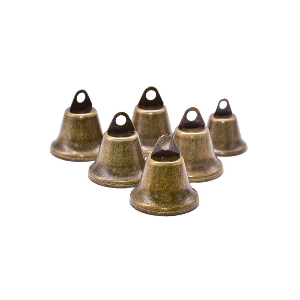Wisafory 20 Stück Vintage Glöckchen Jingle Bells Deko Glocke Kuhglocke Anhänger zum Basteln Hängende Glöckchen Mini Glocke für Weihnachten Windspiele Hunde Einbruchstraining Bronze 15mm