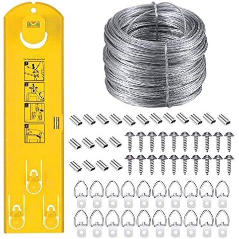 Picture Hanging Kit with Level Wall Hanging Tool Photo Hanging Wire, Hooks, Nails and Hanger Level Cover