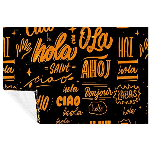 Couverture douce chaude lit canapé camping imprimé Hello 150x100cm