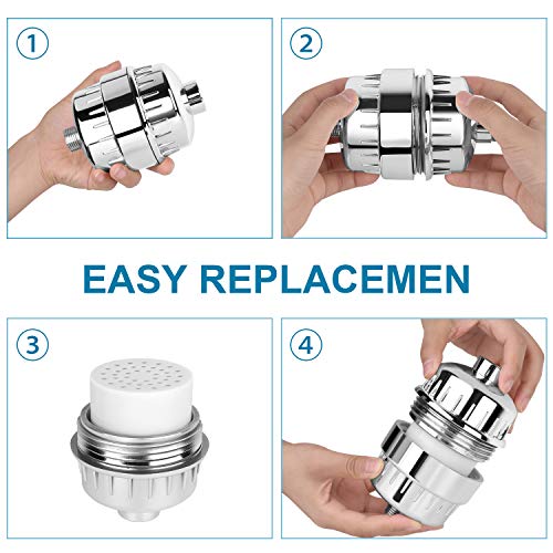 Image of FEELSO 2 Pack 15 Stages Replacement Filters for Hard Water Remove Chlorine and Harmful Substances