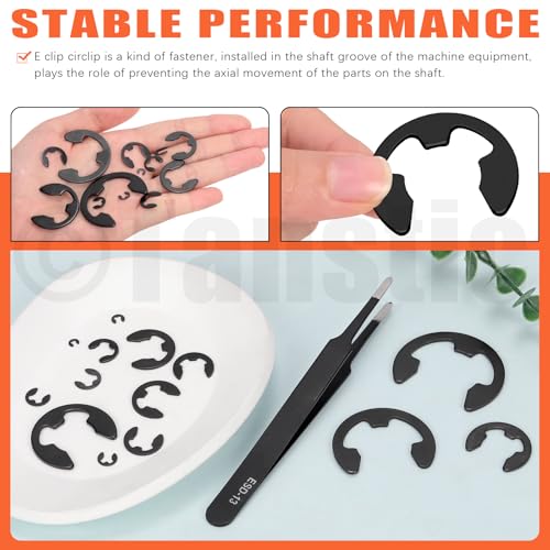 Tanstic 210Pcs 14 Größen E-Clip Externer Sicherungsring E Clip Sortiment Stahl E-Clip für Lager, Zahnräder, Wellen (M1.5 M2 M3 M4 M5 M6 M7 M8 M9 M10 M12 M15 M19 M22)