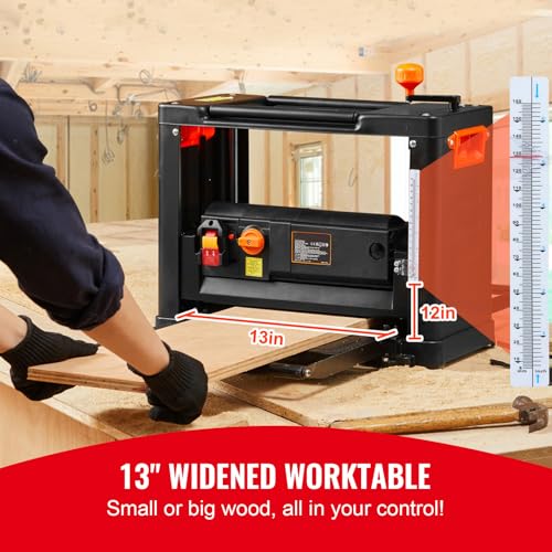 Happybuy Benchtop Thickness Planer, Dual Speed, 13\" Wide Table, Fitted with Three Blades, 15-Amp 2000W Motor, Comes with 12\" Extended Input Table. - Thumbnail 2