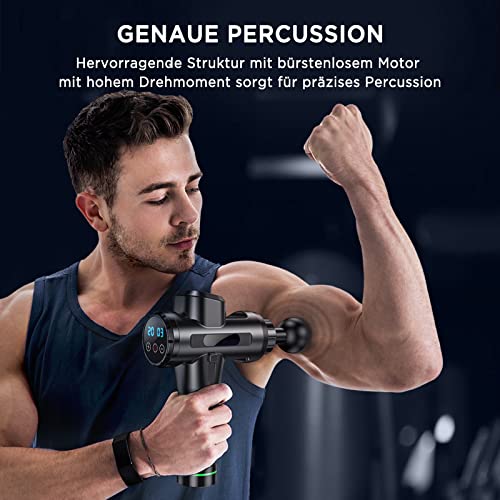 Massagepistole Massagegerät für Nacken Schulter Tiefen Massagegerät mit 30 Geschwindigkeiten 6 Massageköpfen… - Image 7