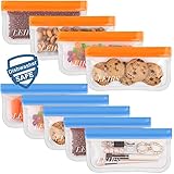Dishwasher Safe Reusable Snack Bags, 9 Pack Reusable Small Kids Snack Bags Extra Thick LeakProof Reusable Food Storage Bags for Marinate Food Fruit Sandwich Travel Items Home Organization