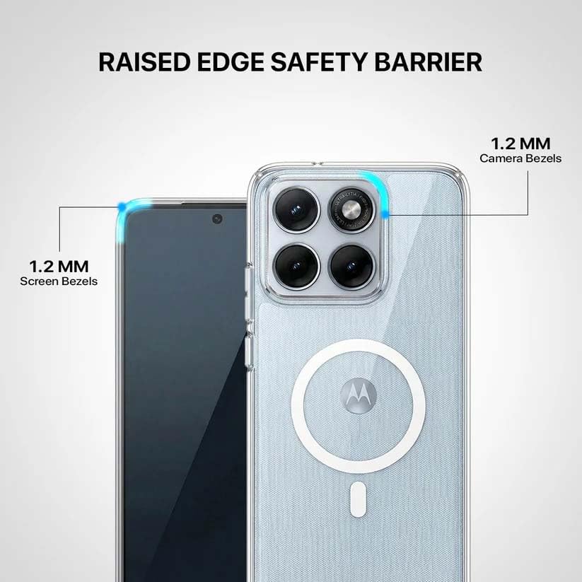 Image of DIZORO Crystal Clear Magnetic Compatible with Motorola Moto Edge 70 Fusion Back Cover case with Anti-Yellow (Compatible with Magsafe) Anti-Scratch | Shockproof Transparent Cover