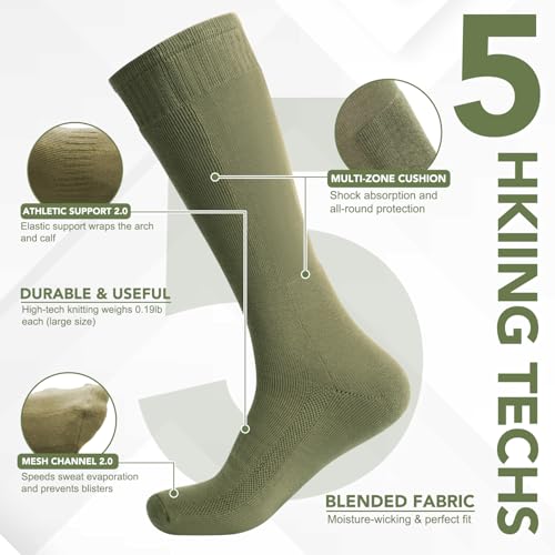 Men's Hiking Socks, Tactical Boot for Men, Over-the-Calf Work Boot Socks, 4 Pack2