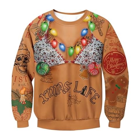 For G and PL Women Christmas Graphic Ugly Funny 3D Cute Sweatshirt Crewneck Lightweight Loose Fit Pullover Xmas Life 3XL Cover
