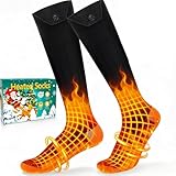 Heated Socks for Men Women, Upgraded 7000mAh Rechargeable Battery Heated Socks, Warmth Up to 12 Hours, 4 Heating Settings, Washable Thermal Electric Heating Socks (Black, Large)