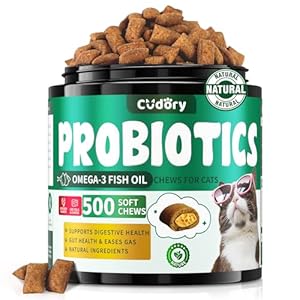 Cat Probiotics Soft Chews for Digestive & Gut Support – Crunchy & Creamy Texture – Cat Gut Health, Constipation Relief, Healthy Stool, Natural Supplement for Cats, Chicken Flavor – 45-Day Supply