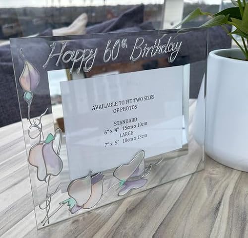 60th Birthday Gift Photo Frame (Land) Standard 6” x 4” Sweet Pea