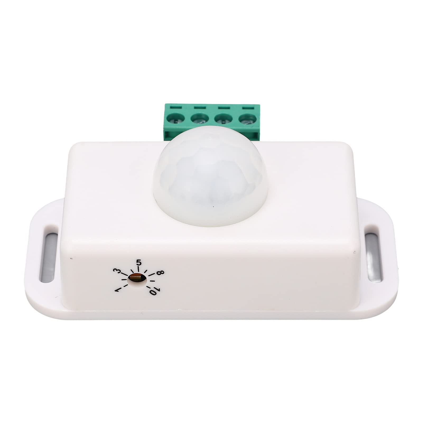 Ejoyous Interruptor de Detección del Cuerpo, Controlador de Sensor de Movimiento PIR ABS DC 12 V 24 V 6 A con Retardo Ajustable de 1 A 10 Minutos Alcance de 5 A 8 M para Armario, Pasillo, Gabinete,