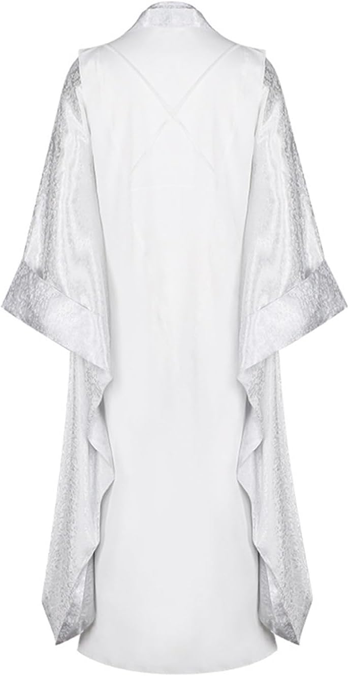 Mens Saruman Cosplay Costume Wizard Cloak Robe Suit Halloween Outfits White Coat Tunic Dress Belt Full Set