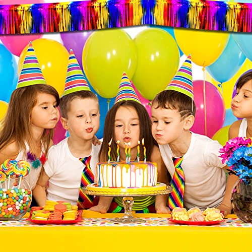 Image of 6 Pack 10 Feet Foil Fringe Garland Metallic Tinsel Streamers Banner Wall Hanging Curtain Backdrop Banner for Parade Floats, Thanksgiving, Christmas, Birthday, Halloween Party Decorations(Rainbow)