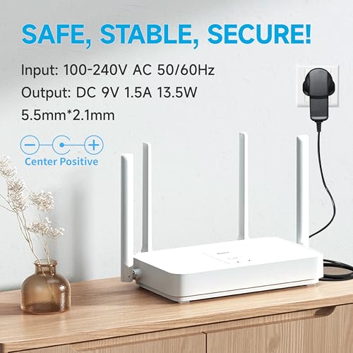 ANLINK 9V 1.5A/1500mA 1.8M Long Power Supply Adapter, AC 100-240V to DC 9V 1.5A Switching Adapter Wall Plug with 3 Tips for Arduino UNO MEGA,Elliptical Machine and More 9Volt Devices,UKCA Certified - Image 7