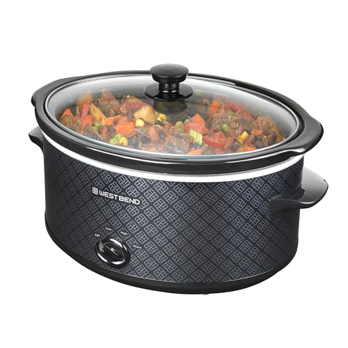 West Bend Slow Cooker 6-Quart Manual Crockery Style with Dishwasher Safe Oval Ceramic Crockpot and Glass Lid Two Tempera - Additional View