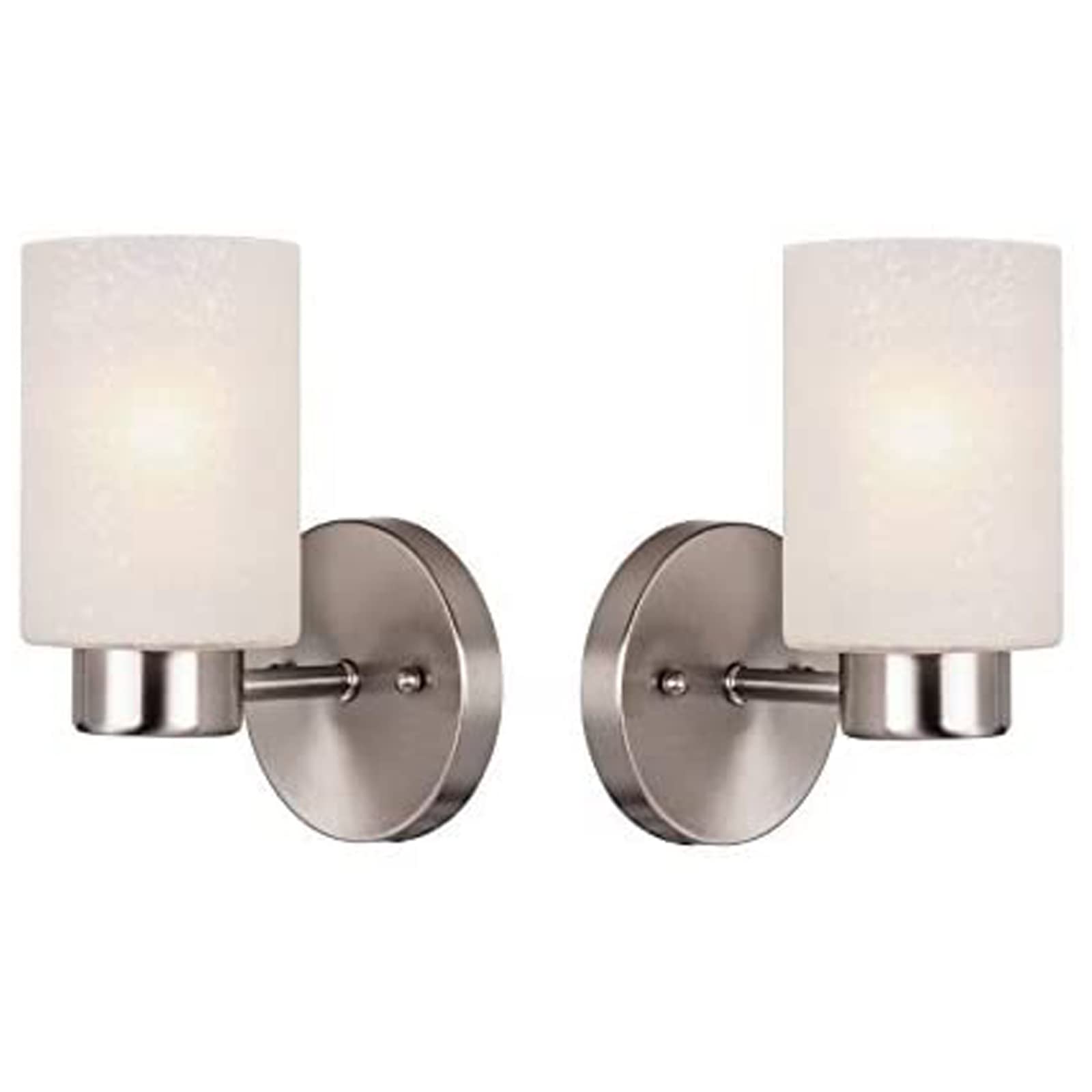 Wall Decor Light Fixture Bathroom Vanity, Living Room Decor, Modern Home Decor, Bathroom Light fixtures, Pack of 2, Brushed Nickel Finish and Frosted Seeded Glass,
