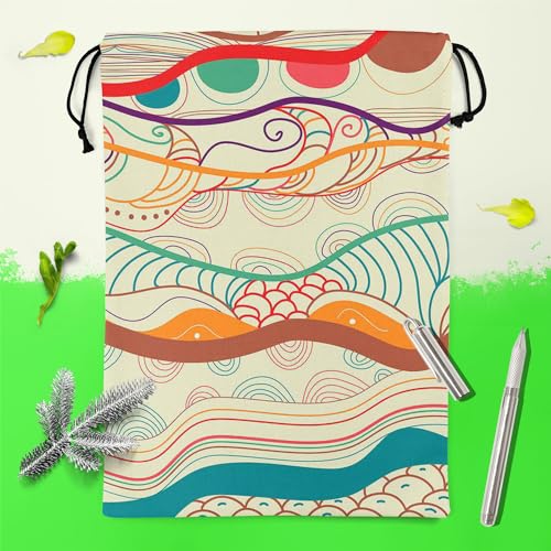 Image of ArtzFolio Waves Drawing | Reusable Sack Bag | Bag for Gym, Storage, Vegetable & Travel