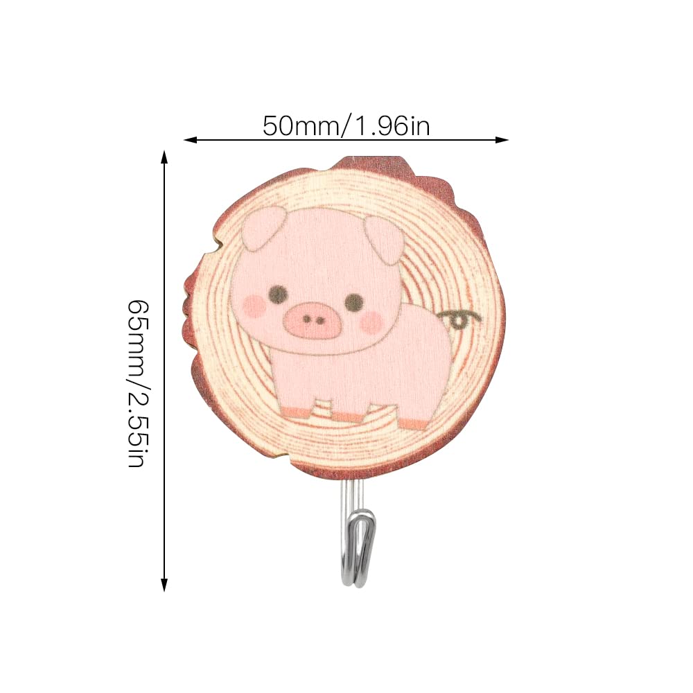 6 Ganci Autoadesivi Per Bambini YunBey - Design Animaletti, Legno Naturale, Portata 2.5kg - Foto 3