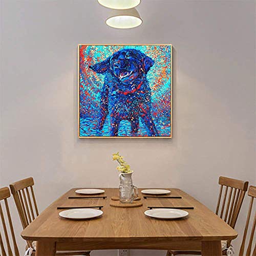Diamond Painting Dog, 5D Diamond Painting Kits for Kids and Adults Full Drill Animals Dogs Pictures by Numbers DIY Embroidery Craft Colorful Flaming Art for Beginners Home Gift-Colorful Dog