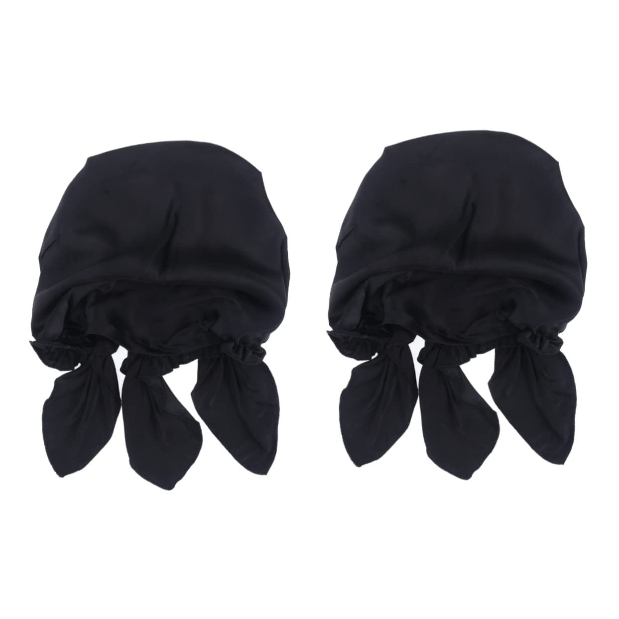 2 Cuffie Da Notte in Seta Per Donne Con Elastico E Nastri 60-100 Cm