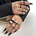 Wonlte 16pcs Black Vintage Knuckle Rings Set for Men Women, Boho Stackable Midi Finger Rings Pack Geometric Surplice Rings Set Women's Fashion Jewelry 2023 New In (D)