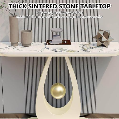 Mesa de entrada de piedra sinterizada de lujo y consola de metal salon 4
