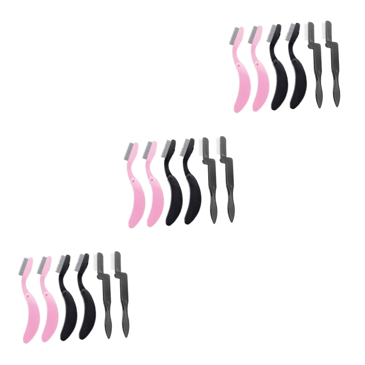 WOONEKY 3 Set Di Eleganti Pettini Pieghevoli Per Sopracciglia in Acciaio Inossidabile Per Truccatori Uso Domestico 6 Pezzi * 3
