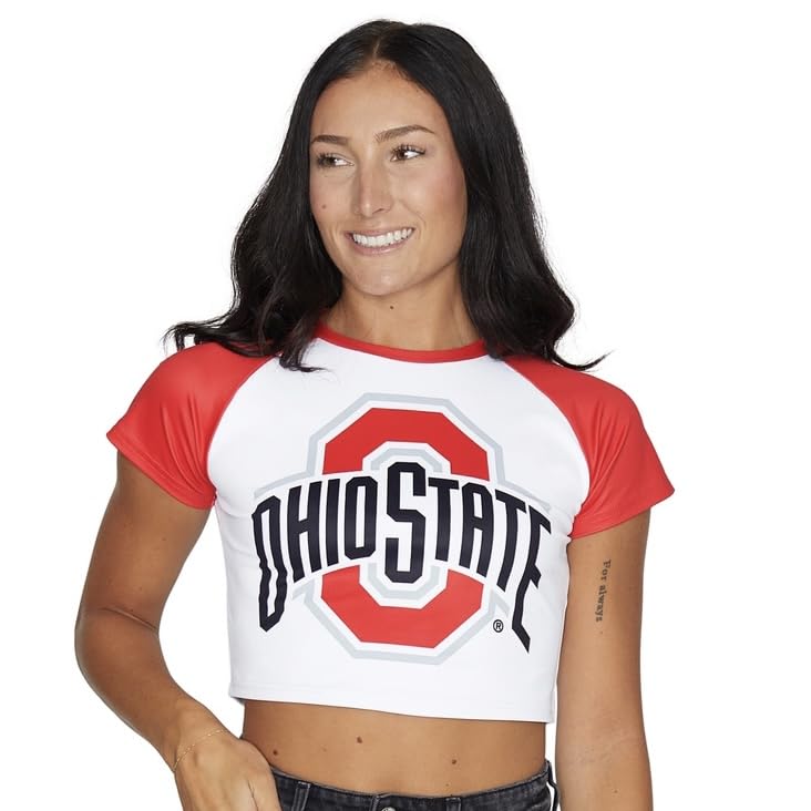Lojobands Women's Tailgate Outfit College Game Day Team Tee T-Shirt Crop Top