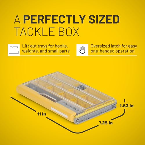 Image of Plano EDGE 3600 Terminal Tackle Storage, Gray and Yellow, Includes 10 Hook Retainers, Rustrictor Rust-Resistant Technology, Waterproof Premium Fishing Utility Box
