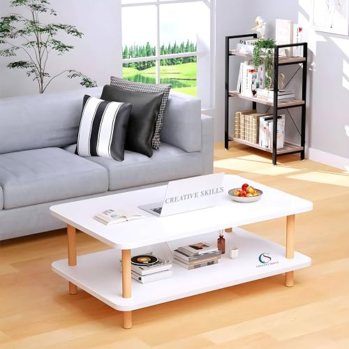 Image of Coffee Table - Rectangle Center Table for Living Room Engineered Wood Tea Table with Storage Stylish Teapoy Table for Hall Lounge and Office