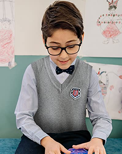 Happy Cherry Kids' Ribbed Knited Pullover Vest V Neck School Uniform Sweater Vest2