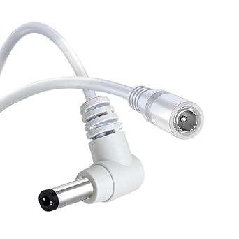Tonton DC Power Extension Cable 3M 10FT 5.5mm x 2.1mm 90 Degree Right Angle Female to DC Male Power Adapter Cord for CCTV Security Camera Surveillance LED Strip DVR Router Guitar Effect PedalWhite