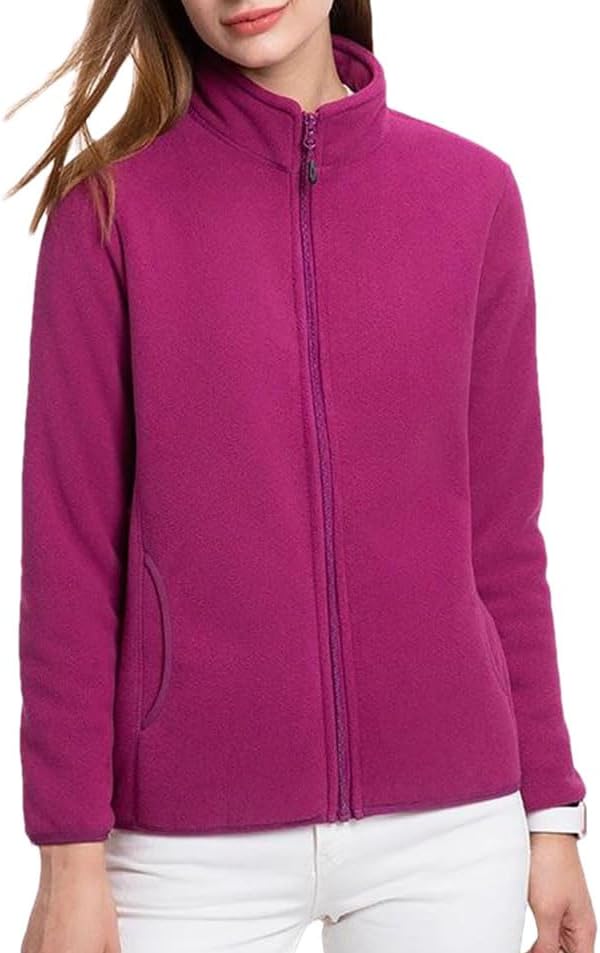 Women's Stand-Up Collar Outdoor Sports Jacket - Double-Sided Fleece Warm Soft Loose Polar Fleece Coat