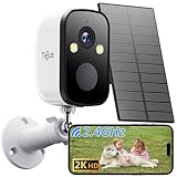 TIEJUS Security Cameras Wireless Outdoor with Solar Panel, Cameras for Home Security 2K Color Night Vision Pir Human Detection Only 2.4G WiFi