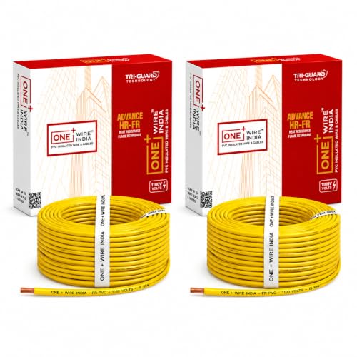 Image of 90m PVC Copper Electrical Wire (Pack of 2), Yellow, 1.0 mm