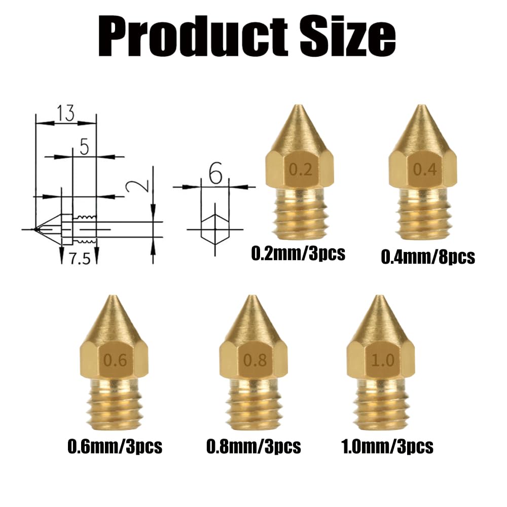 Kit 20 Ugelli In Ottone Per Stampanti 3D Creality Ender - 8x0.4mm + Vari Formati - Foto 5