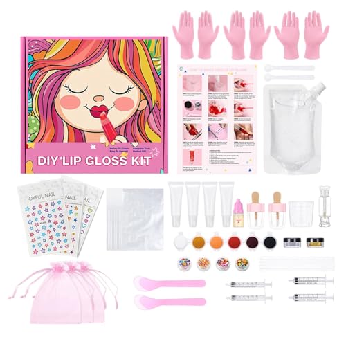 Juego de brillo de labios, fácil de usar, haz tu propio kit de brillo de labios, personaliza tu color de labios, portátil para mujeres, novia, esposa, incluye juego completo de herramientas para crear