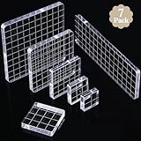 Mudder 7 Pieces Acrylic Stamp Blocks Set Clear Stamping Blocks Tools for Kids with Grid and Grip Scrapbooking...
